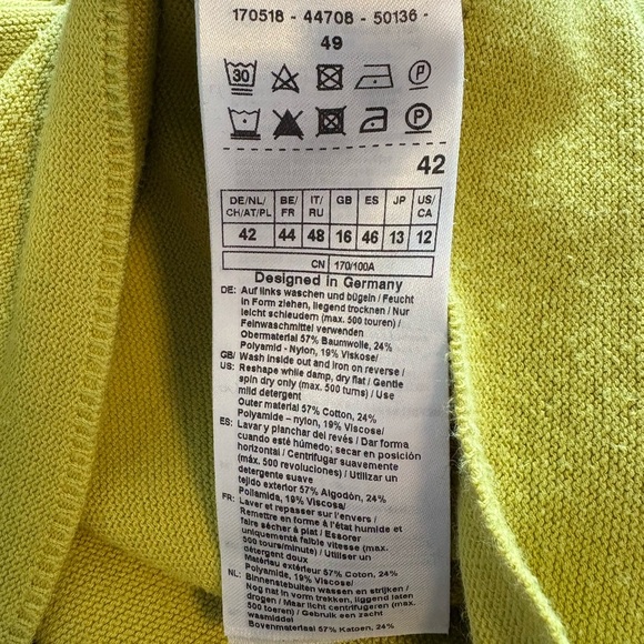 Gerry Weber Chartreuse V-Neck Knit Sweater | Size 12 - Picture 8 of 8